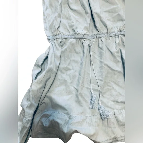 Light blue off the shoulder dress, with pockets and an adjustable waist, flowy - Picture 7 of 8